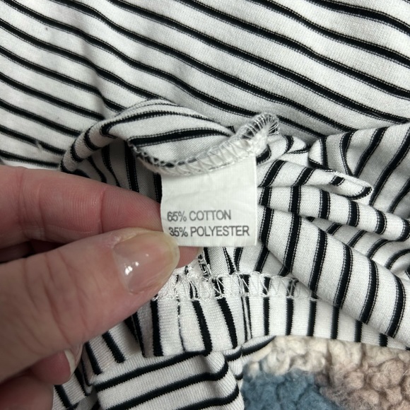 Merokeety Dress Sz L  White with Black Pin Stripes Midi Pockets Women's - Picture 6 of 6